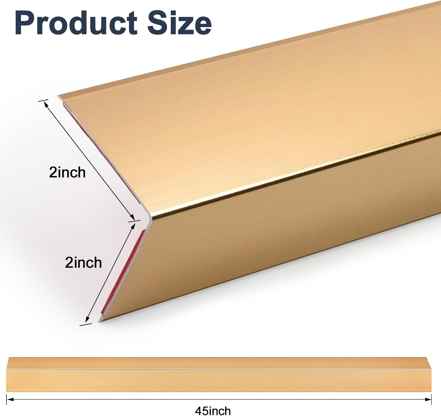 4PCS 45" Aluminum Metal Corner Protectors, Self Adhesive Corner Guards, Metal Wall Edge Protector Strip, Furniture Corner Protectors, Wall Cabinet Baseboard Decoration 45" x 2" (Copper Gold)