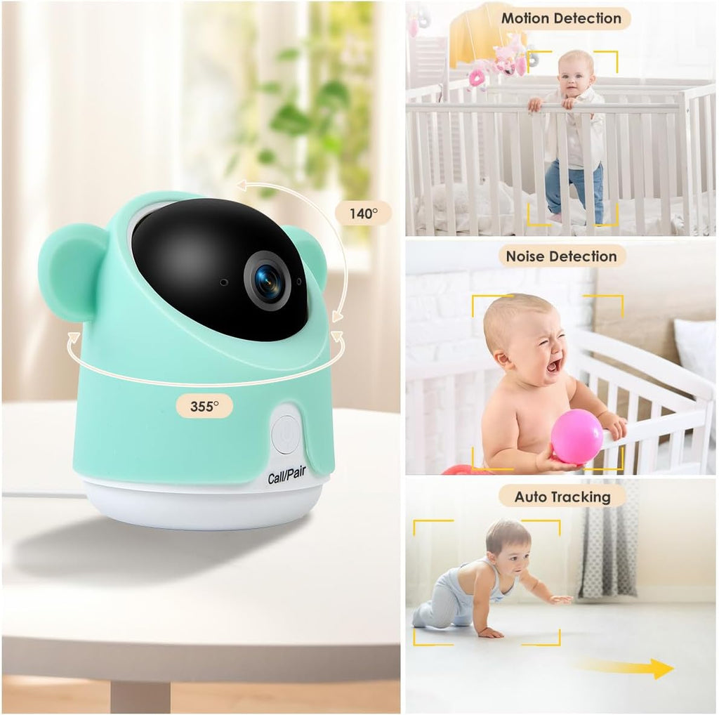 Baby Monitor with Camera and Audio, 1080P Baby Camera Monitor WiFi Smartphone App Control Night Vision 4.3” Screen 2-Way Talk Temperature & Humidity Sensor Lullabies Motion & Cry Detection iOS/Android