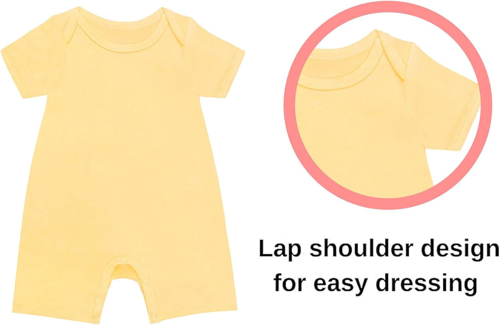 GUISBY Rayon Baby Pajamas, Short Sleeve Footless Rompers, Snap Closure Sleeper for Boy Girls