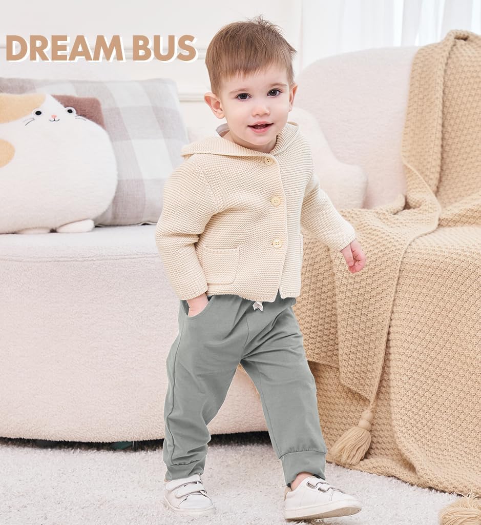 DREAM BUS Pack of 3 Toddler Jogger Pants with Pocket Toddler Boy Sweatpants Baby Boy Pants Infant Newborn Leggings