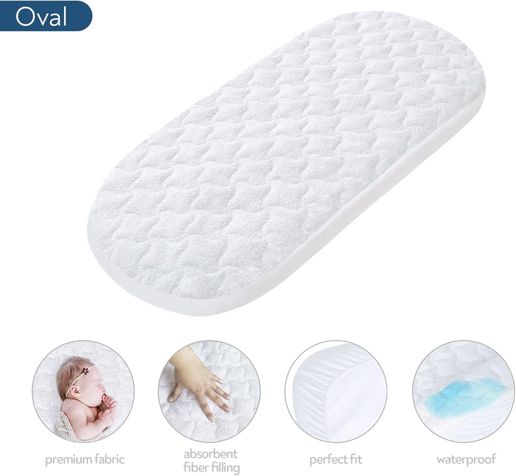 Bassinet Mattress Pad Cover 32" x 16" - Fit for Dream On Me Karley(Plus), Delta Children Deluxe, ANGELBLISS 3 in 1 Rocking, Safety 1st Bassinet, Waterproof Bassinet Mattress Protector