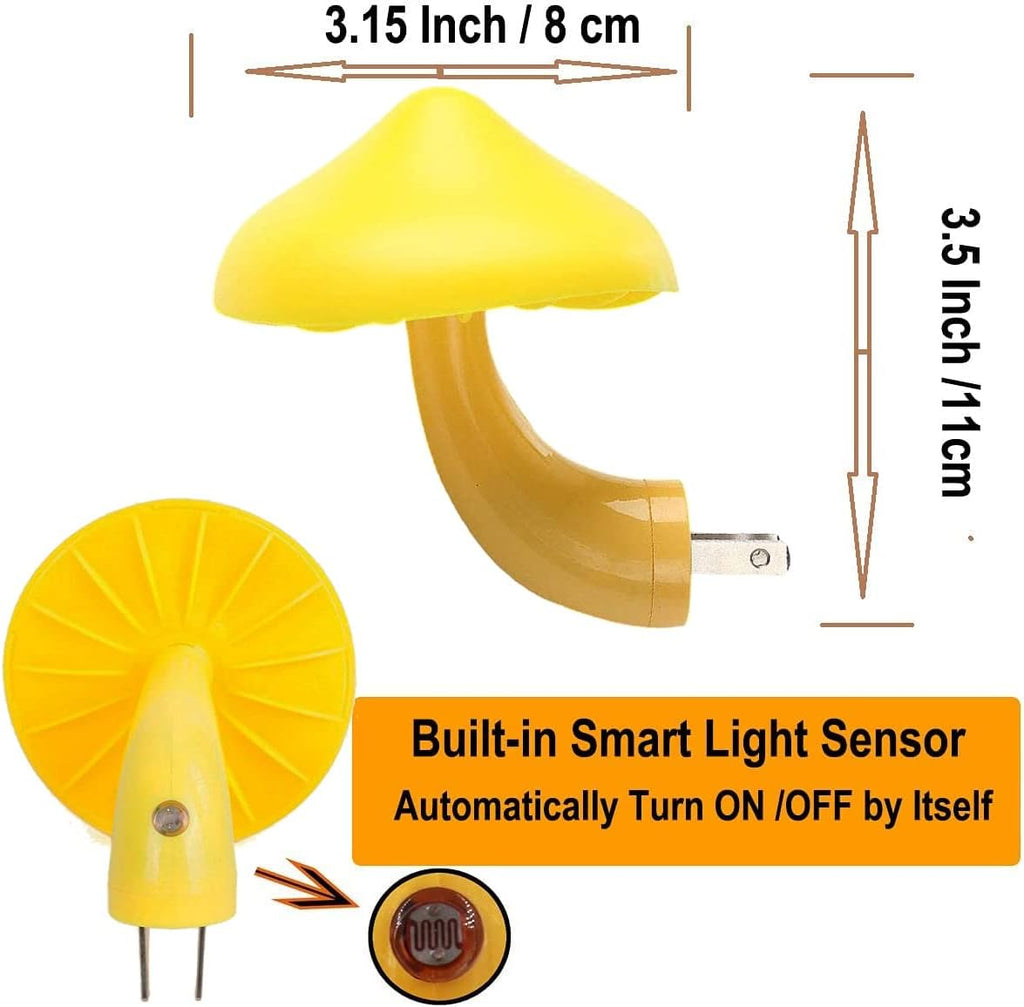 AUSAYE 5 Pack Sensor LED Night Lights Plug in Lamp Mushroom Light for Adults Kids NightLight Bedroom,Bathroom,Toilet,Hallway,Stairs,Kitchen,Basement Warm Yellow
