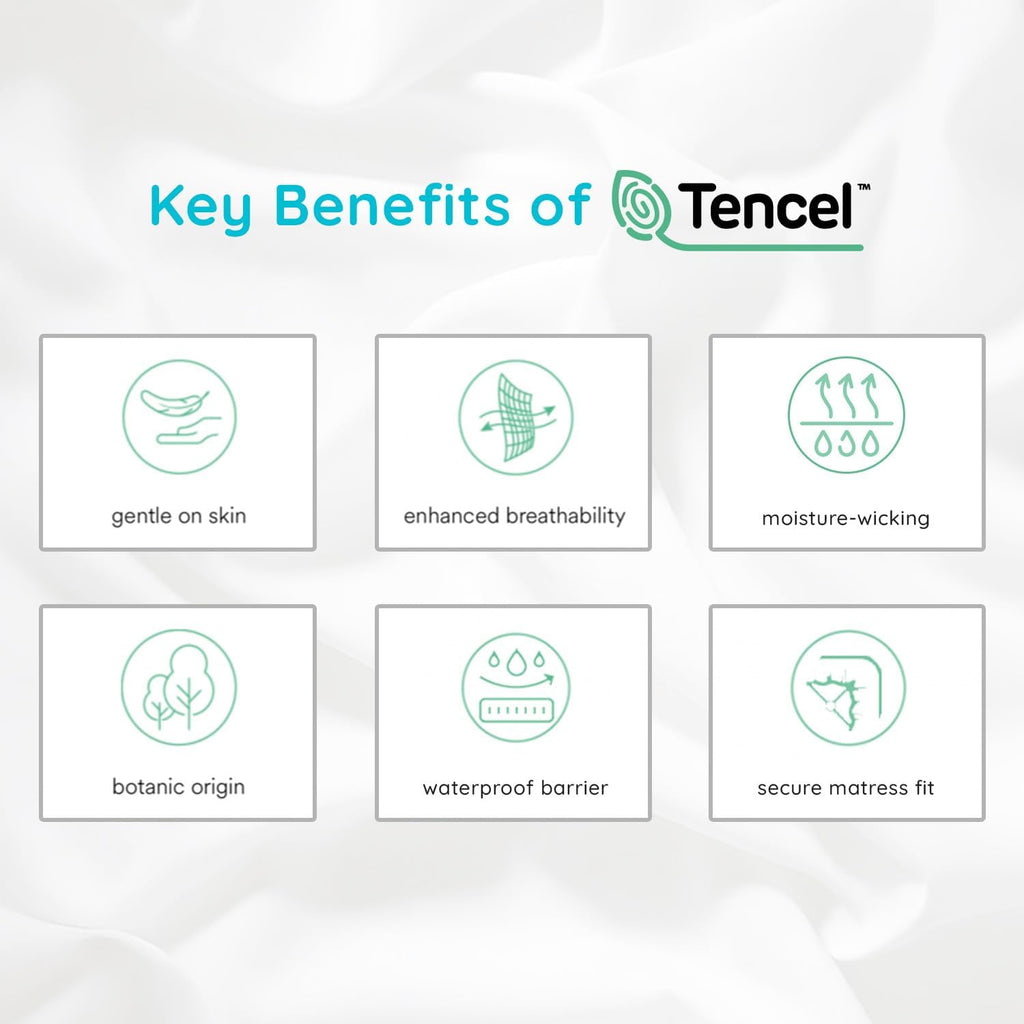 PUREgrace Tencel Mattress Protector (Queen) – Waterproof, Noiseless Cover, Soft and Breathable with Deep-Pocketed Corners for Secure Fit