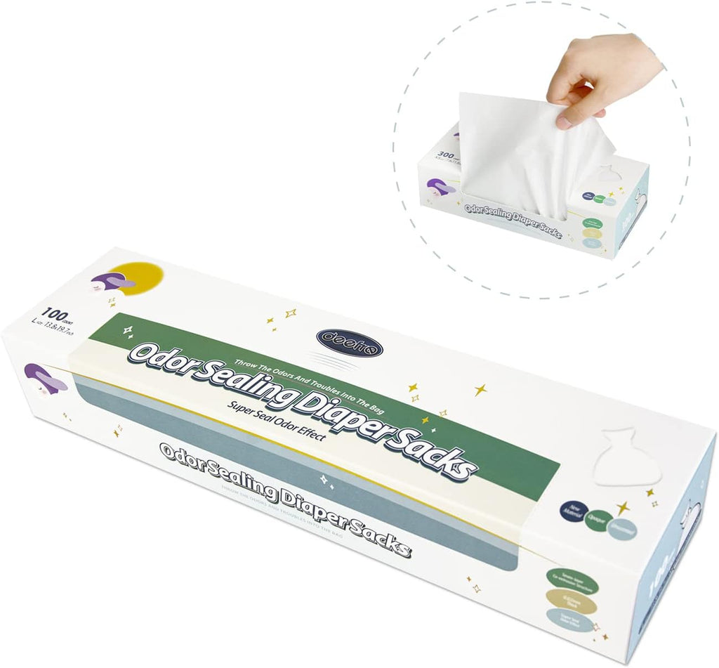 Odor Sealing Disposable Diaper Bags XS/300 Count Diaper Sacks Scented Diaper Trash Bags Large Capacity Diaper Disposal or Pet Waste Bags