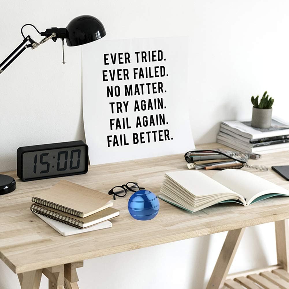 Kinetic Desk Spinning Toy, 1.54'' Kinetic Desktop Toy Ball for Anxiety ADHD, Optical Illusion Fidget Toys for Office for Adults, Fidgets Toys for Father, Mother, Son, Daughter (39MM, Blue)