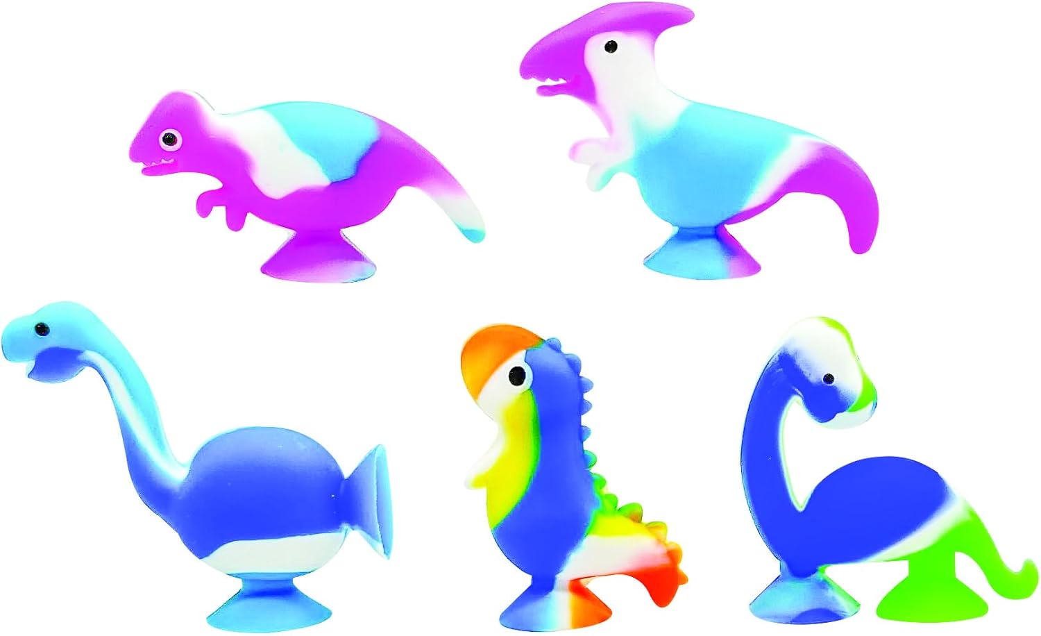 Raymond Geddes Dino Desk Pets (48 per Bag) – Tie Dye Dinosaur Desk Pets with Suction Cups - Assorted Dino Suction Toys