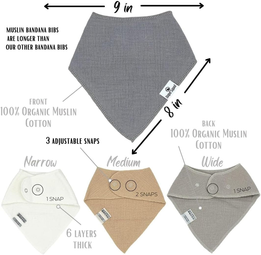 DiaperSquad's Baby Bibs for Drooling and Teething, Bibs for Boys, Baby Girl - Solid Cotton Baby Drool Bibs