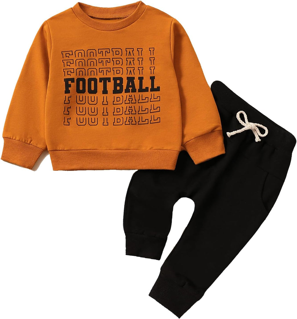 Baby Boy Clothes Fall 6 12 18 24 Months Football Long Sleeve Pullover Tops & Pant Sets Toddler Winter Outfits