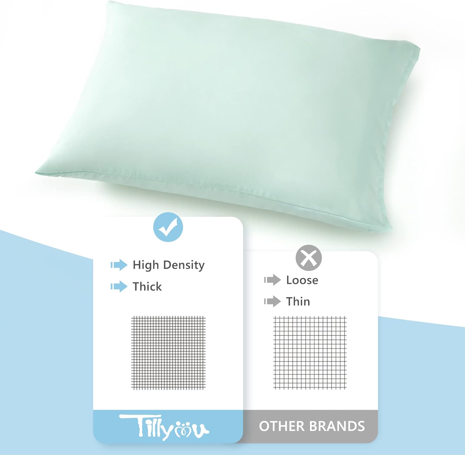 TILLYOU Toddler Pillowcase 2 Pack with Envelope Closure,13" x 18" Silky Soft Microfiber Travel Kids Pillowcase for Boys and Girls, Sage Green