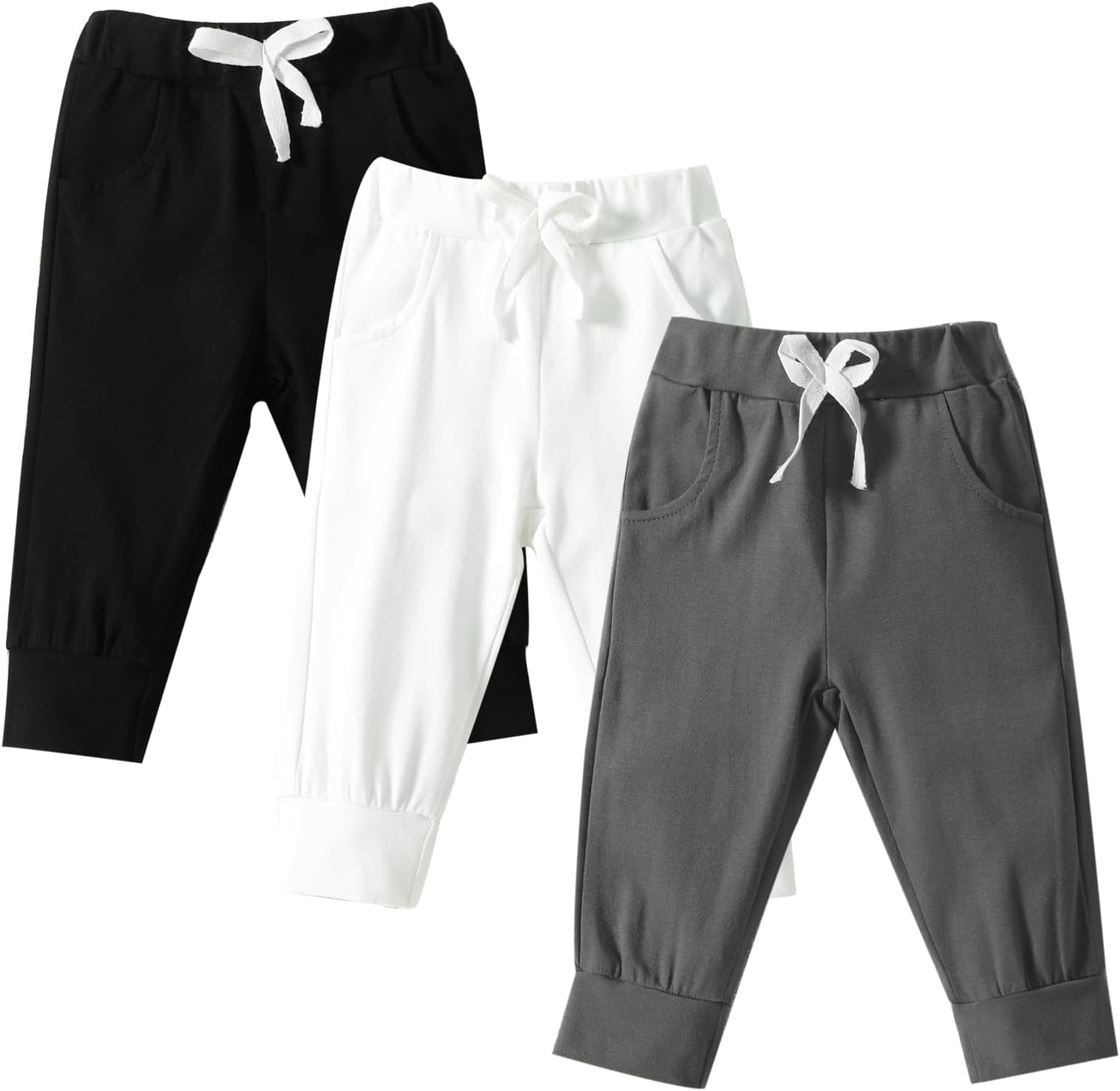 DREAM BUS Pack of 3 Toddler Jogger Pants with Pocket Toddler Boy Sweatpants Baby Boy Pants Infant Newborn Leggings