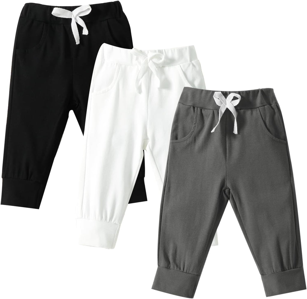 DREAM BUS Pack of 3 Toddler Jogger Pants with Pocket Toddler Boy Sweatpants Baby Boy Pants Infant Newborn Leggings