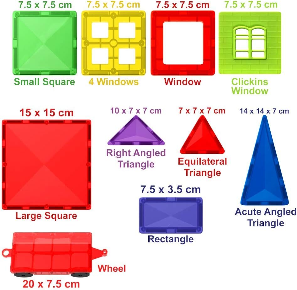 Desire Deluxe Magnetic Tiles Blocks Building Set for Kids – Learning Educational Toys for Boys Girls for Age 3-8 Year-Old – Birthday Present Gift (57PC)