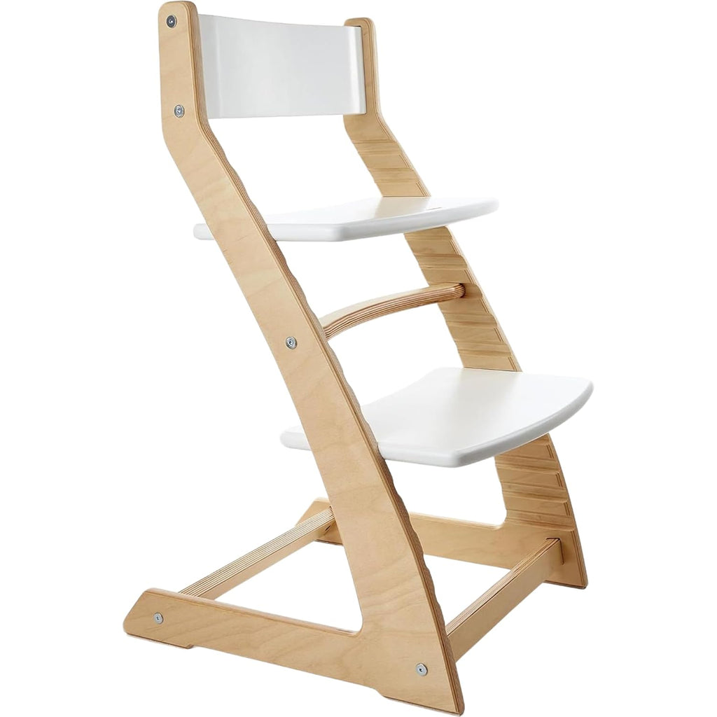 FORNEL Scandinavian Wooden High Chair | The Adjustable Grow-with-Me Chair, A Smart Alternative to Stokke | Perfect for Modern, Minimalist Kitchens (Natural & White)