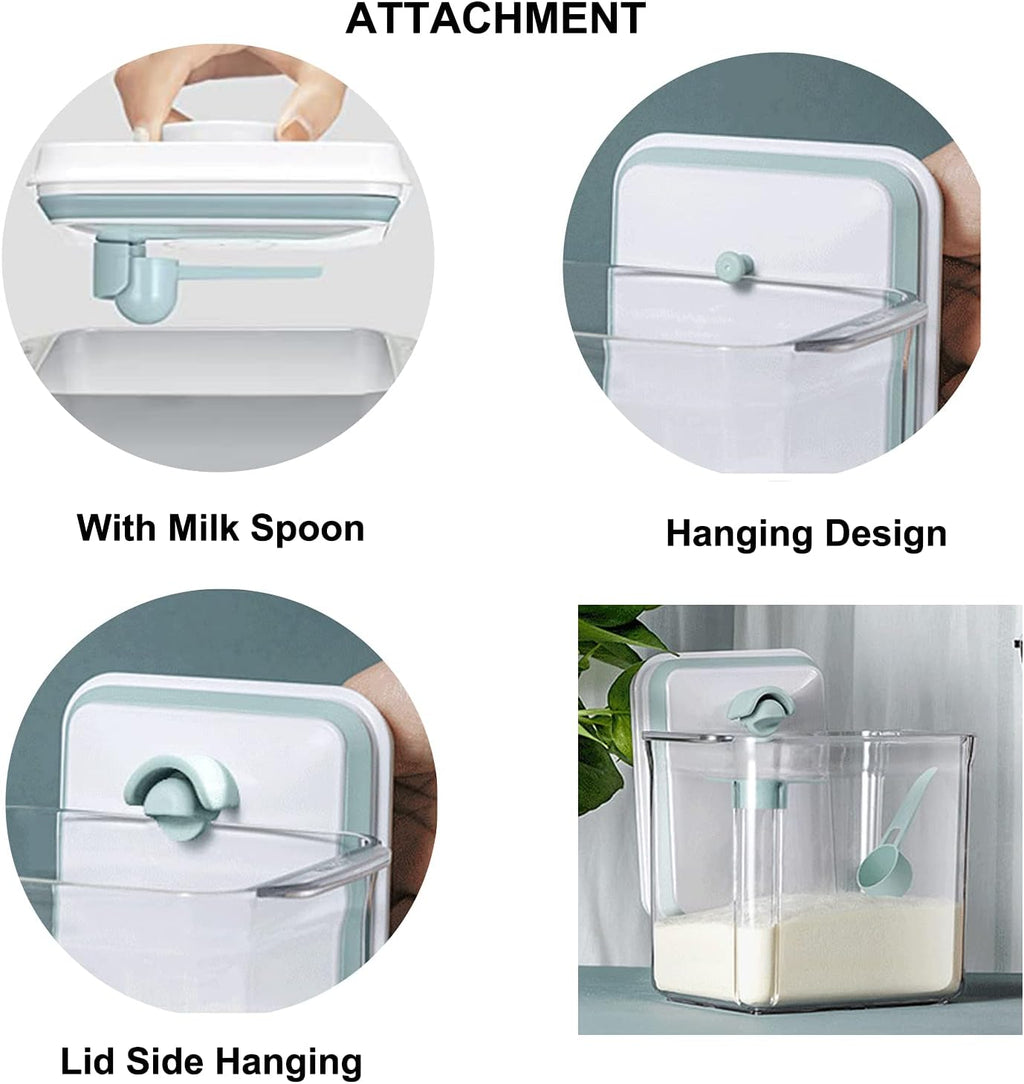 Airtight Food Storage Container Formula Dispenser with Spoon BPA-Free Milk Powder Container for Home Travel 2000ML / 2.0 Qt, No Scraper Design