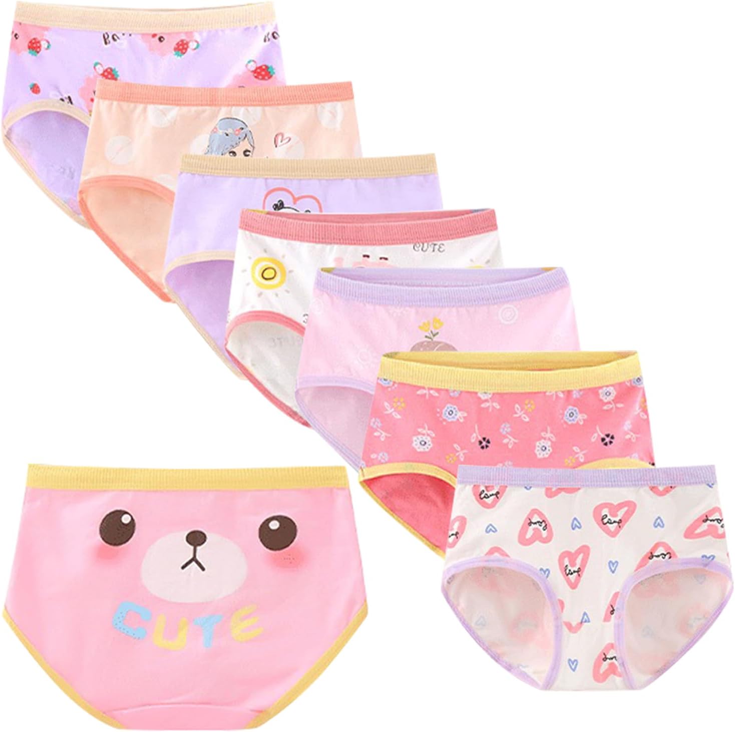 Little Girls' soft and breathable Comfort Panty Briefs Toddler Undies and Cotton Bikini Underwear Multipacks