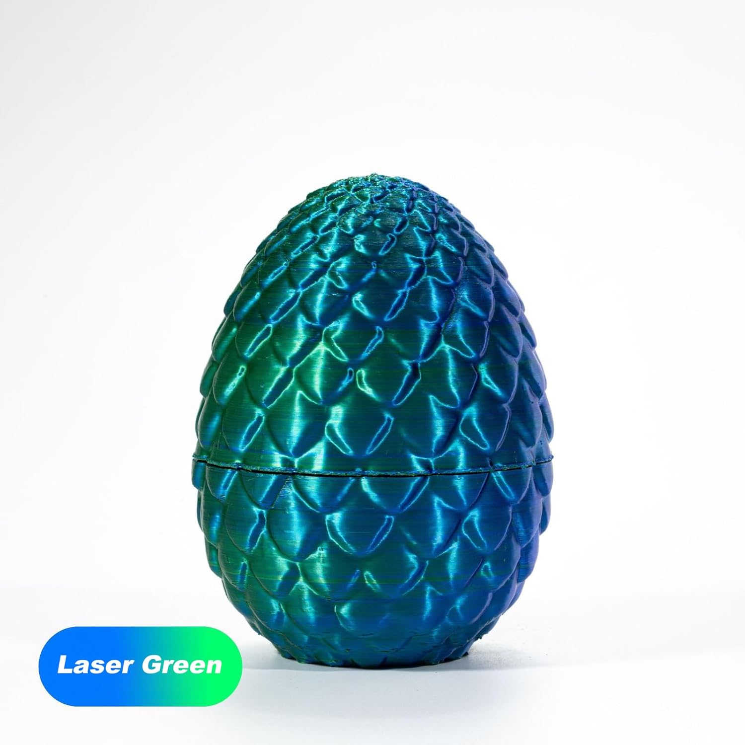 3D Printed Dragon in Egg, Full Articulated Dragon Crystal Dragon with Dragon Egg, Home Office Decor Executive Desk Toys, Adults Fidget Toys for Autism/ADHD (Laser Green, 12")