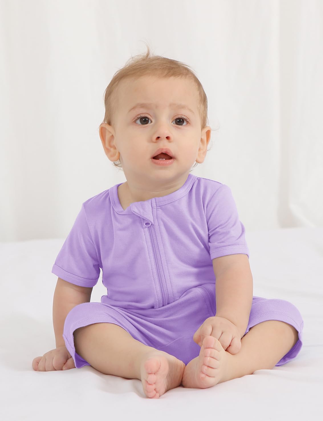 Jimonda Boys Baby Girls Short Sleeve Romper Unisex Baby Footless Pajamas With Viscose 2-Way Zipper Front 3Pcs0-24Months
