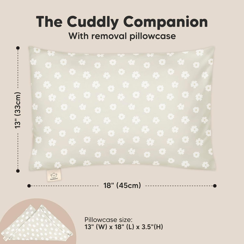 Toddler Pillow with Pillowcase - 13x18 My Little Cuddly Pillow, Viscose Derived From Bamboo Nursery Toddler Pillows for Sleeping,Kids Pillow,Small Travel Pillows,Mini Toddler Bed Pillow (Meadow)