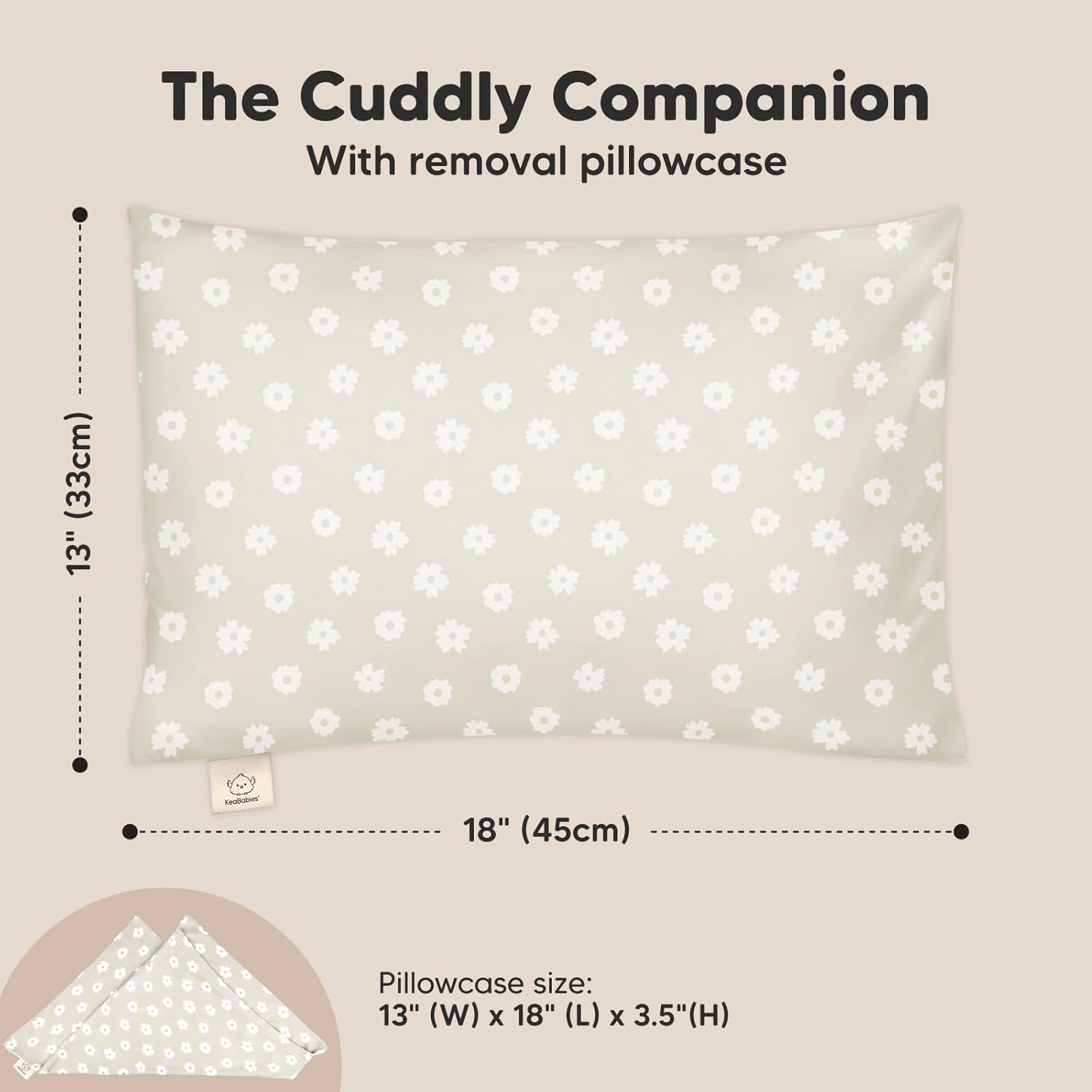 Toddler Pillow with Pillowcase - 13x18 My Little Cuddly Pillow, Viscose Derived From Bamboo Nursery Toddler Pillows for Sleeping,Kids Pillow,Small Travel Pillows,Mini Toddler Bed Pillow (Meadow)