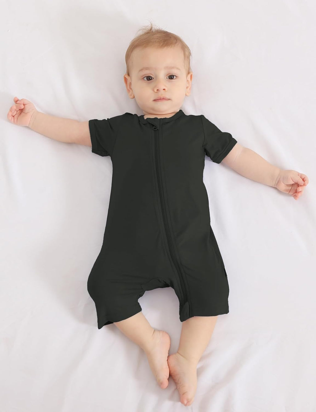 Jimonda Boys Baby Girls Short Sleeve Romper Unisex Baby Footless Pajamas With Viscose 2-Way Zipper Front 3Pcs0-24Months