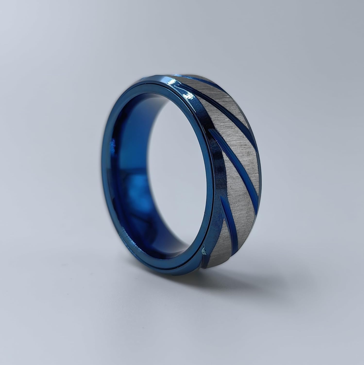 EDC Fidget Slider Fidget Toy Adult Stress Relief Metal Ratchet Ring Jewelry ADHD Recreational Fidget Toy Tactile Coin (Blue, 9)