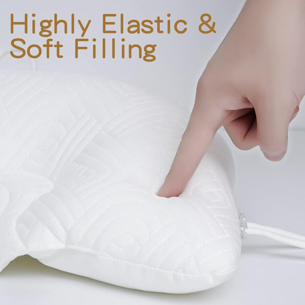 Reidio Adjustable Toddler Pillow Soft and Breathable Ergonomic Design Small Pillow Washable (White)