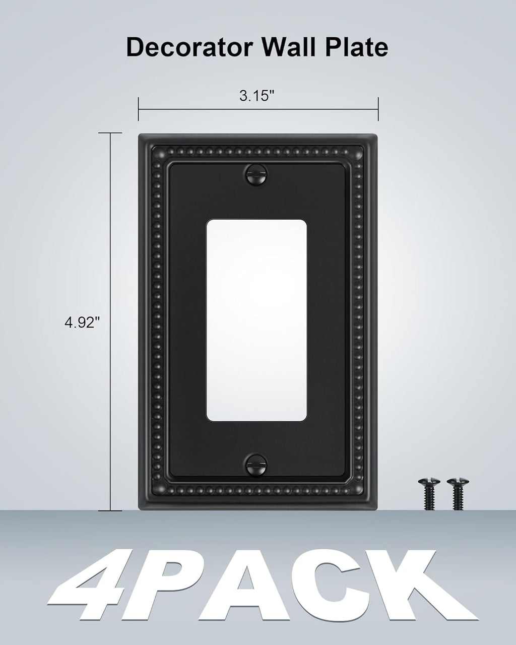 4-Pack Decorator Outlet Cover Plate, Pearls Decorative Switch Plates and Outlet Covers, Black Metal Wall Plates for Electrical Outlets, Receptacle, GFCI Outlet, Dimmer Switch