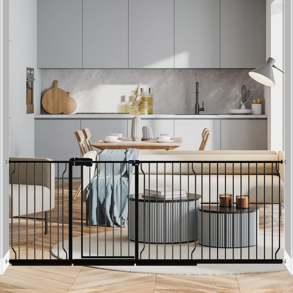 Fairy Baby Extra Wide Baby Gate 85.8-90.5 Inch Wide, Walk Through Pressure Mounted No Drill, Long and Large Tension Gate for Pet and Kids