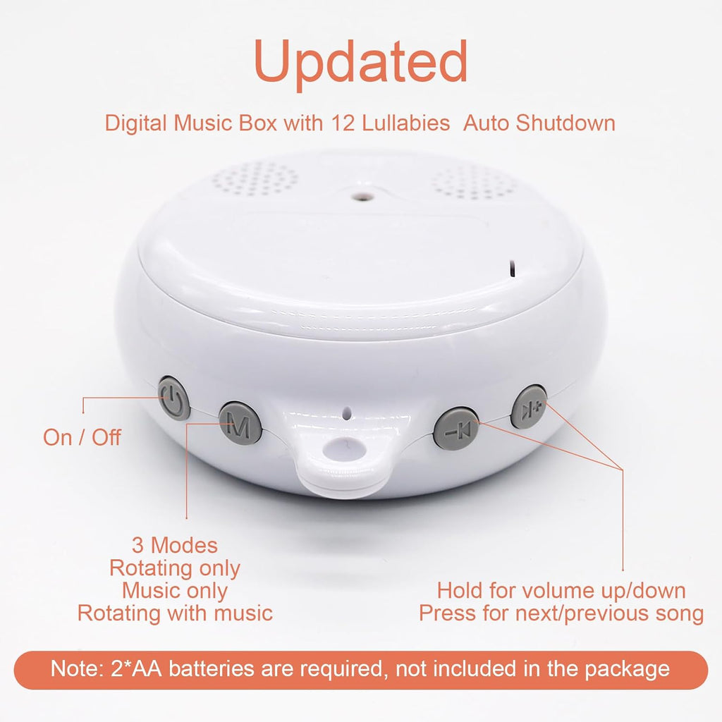 Upgraded Blublu Park Musical Mobile for Crib, Baby Crib Mobile with Hanging Rotating Toys Woodland Nursery Decor for Newborn Baby Boys Girls, Digital Music Box with 3 Modes, 12 Lullabies (Pink)