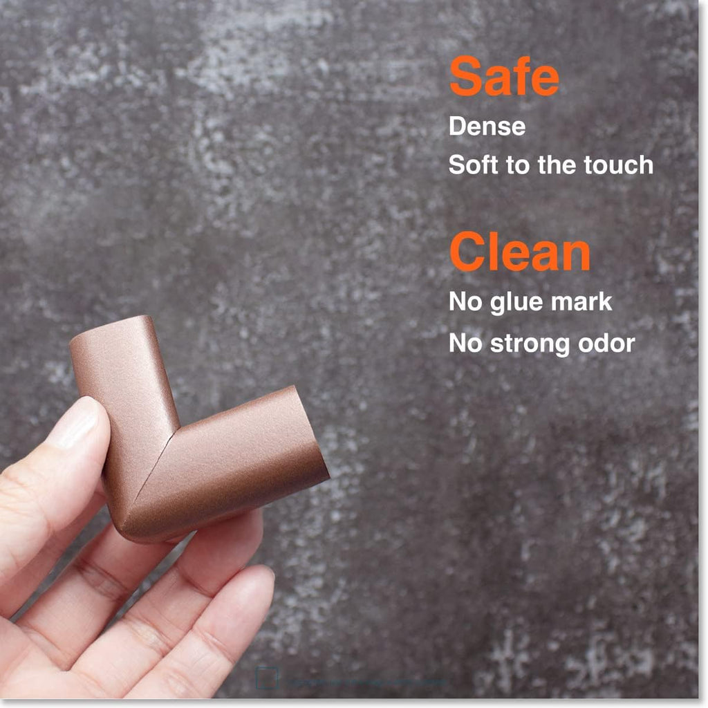 Roving Cove Slim-Fit Corner Edge Protector for Baby Proofing (Small 18ft Edge 8 Corners), Furniture Safety Bumper Guard, Soft NBR Rubber Foam, 3M Adhesive, Coffee Brown