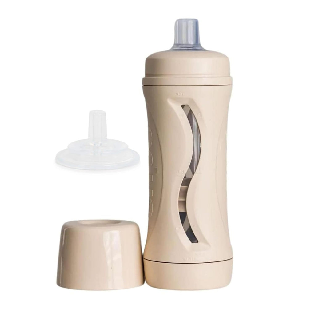 Subo Baby Food Bottle Starter Set | No Mess Baby Toddler Self Feeder | Squeeze Free Design for Purees, Smoothies, Yogurt, Oatmeal, or Thickened Liquids | Reusable Silicone Washable Cup (Oatmeal)