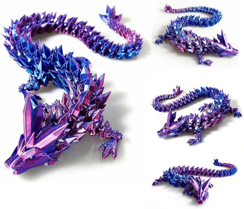 3D Printed Dragon Egg, 12'' Mystery Crystal Dragon Egg Fidget Toys Full Articulated Dragon Home Office Decor Executive Desk Toys for Autism/ADHD