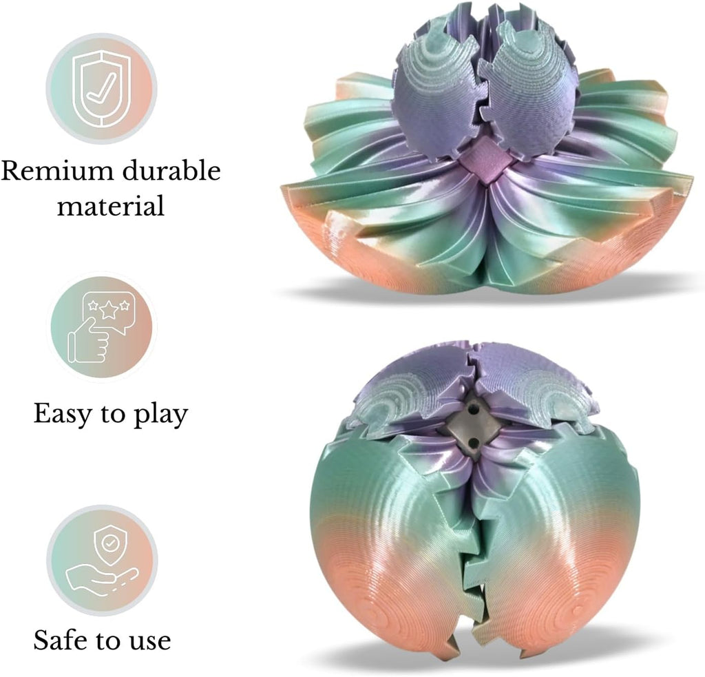3D Printed Gear Ball, Gear Sphere Fidget Toy Stress Relif Toy for ADHD, Anxiety Relaxing Toy for Adults at Work/Study/Travel, Twist Candy Color