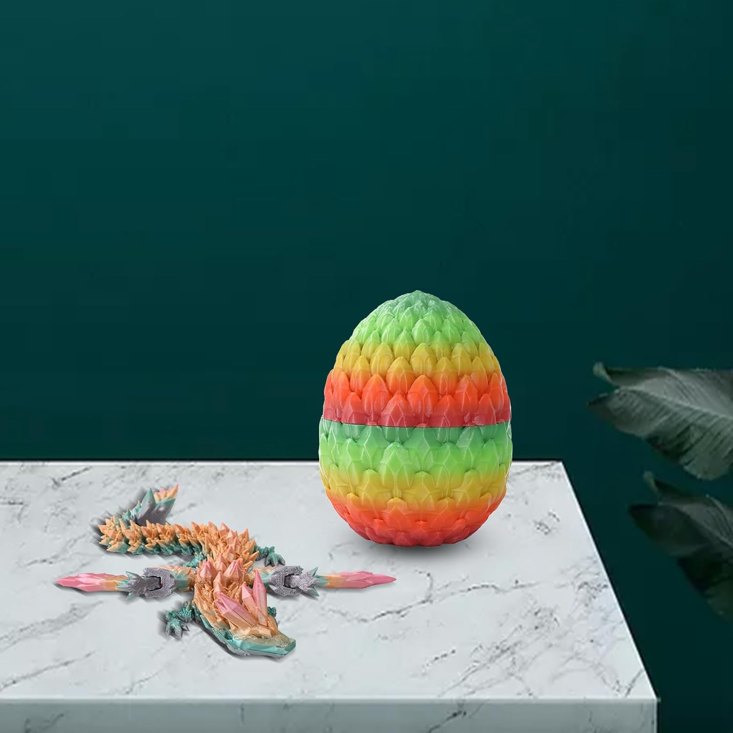 Easter Dragons 3D Printed Dragon Egg with Dragon Inside Crystal Dragon Fidget Toy for Adult Full Articulated Dragon for Home Office Decor