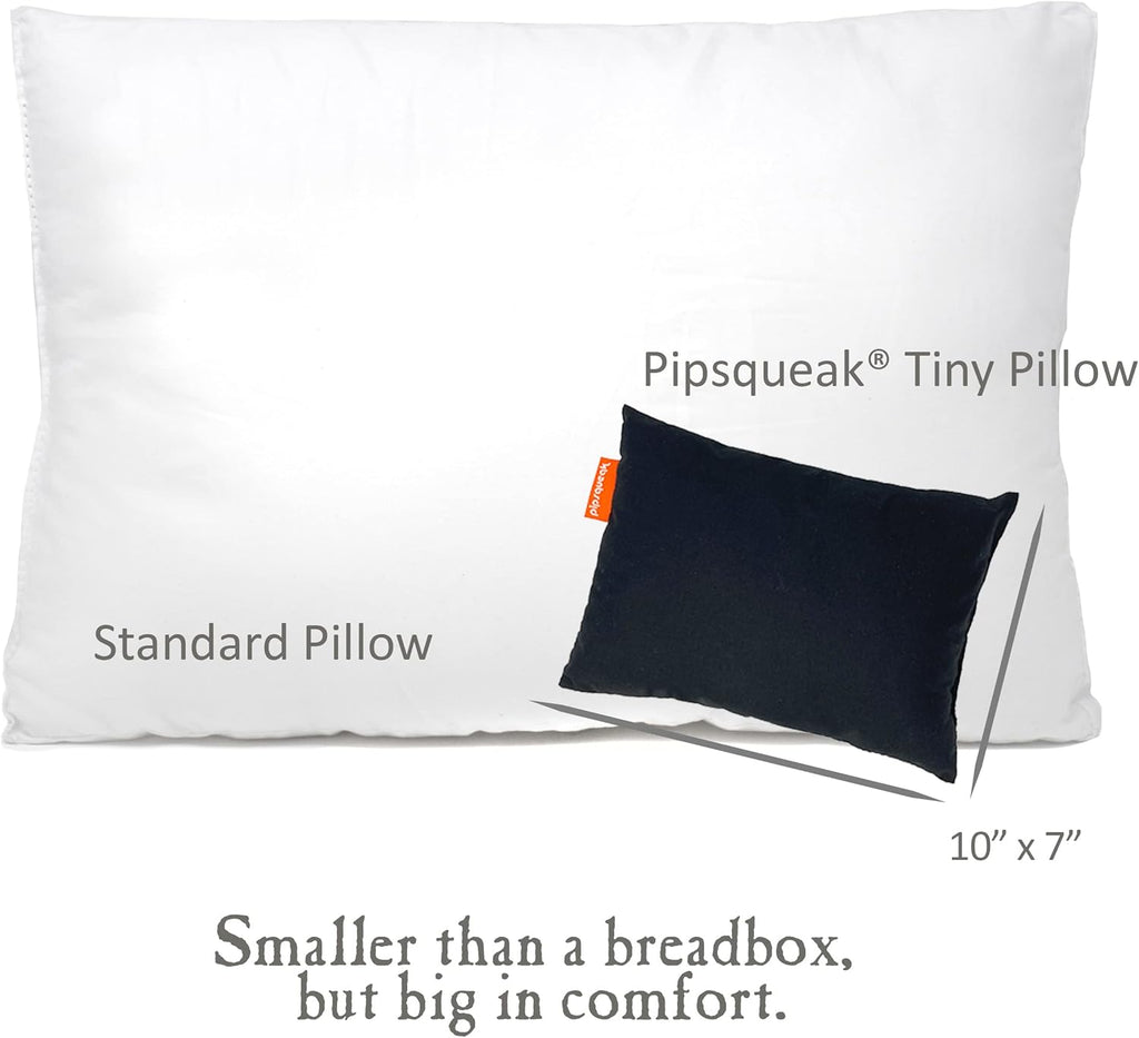 Pipsqueak Microfiber Pillow - Small, Mini, Tiny - 11 x 7 in - Perfect for Travel, Cars, Airplanes, Camping, Dogs, Toddlers, Kids, Lumbar, Knees and Neck - Ages 2 Yrs and Up