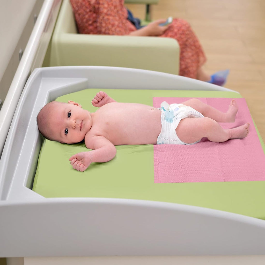 100pcs Disposable Changing Liner 2-ply Baby Changing Station Pad Disposable Changing Pads Diaper Changing Mat Portable Sanitary Liner Refills for Commercial Restrooms (Pink)