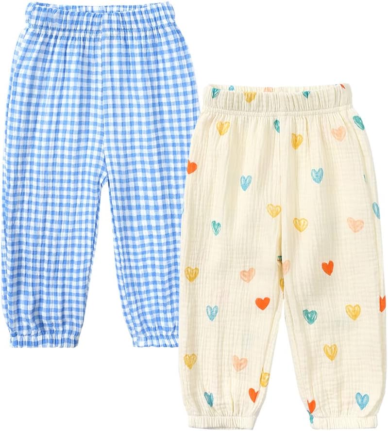 MYGBCPJS Baby Boys Girls Cotton Linen Trousers Kids Casual Ankle Pants Loose Long Bloomers