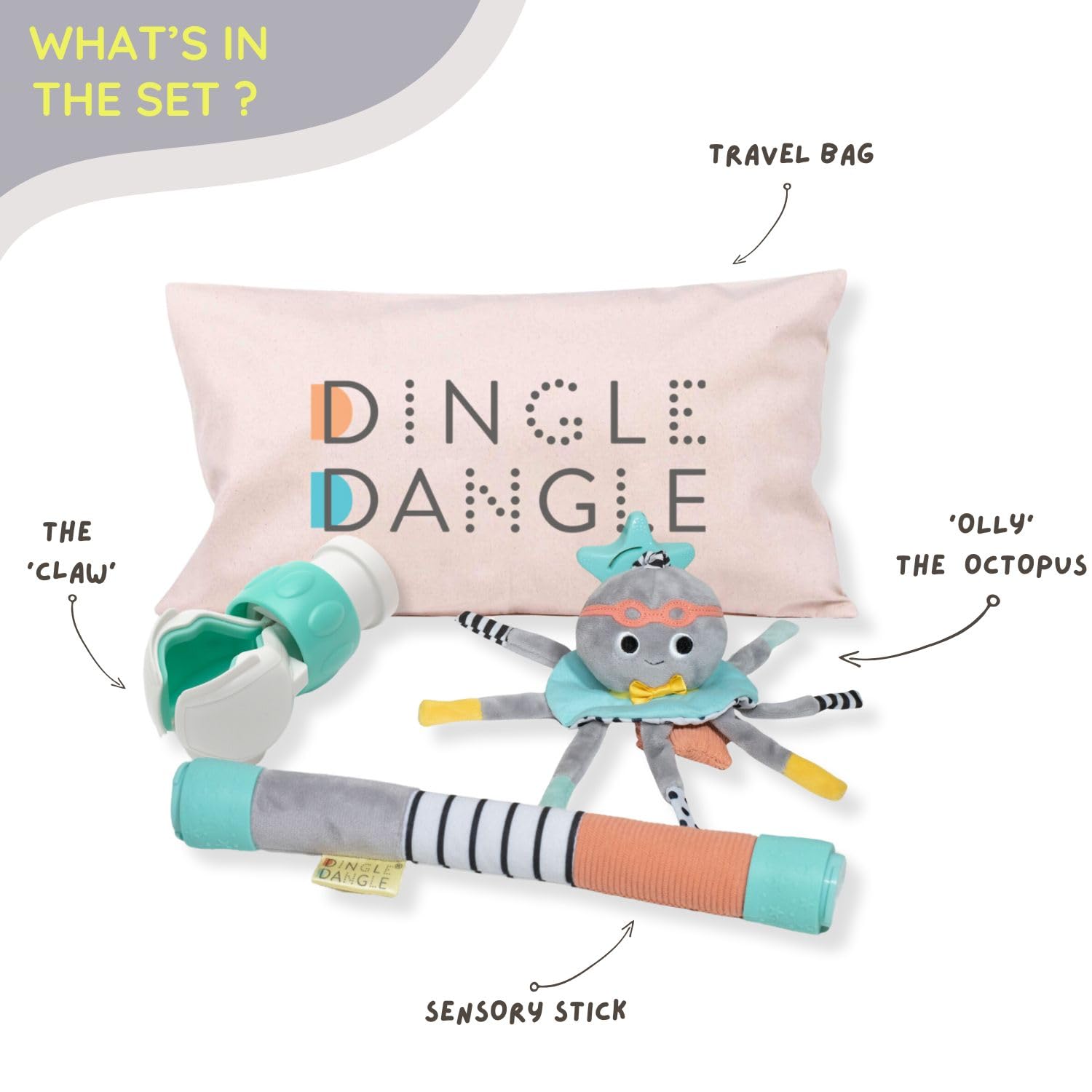 DINGLE DANGLE - Travel Mobile - Lightweight, Portable Baby Mobile - Keeping Baby Happy at Home or on the Go! Newborn Essentials Must Haves - Great Baby Registry or Shower Gift - Featured on Shark Tank