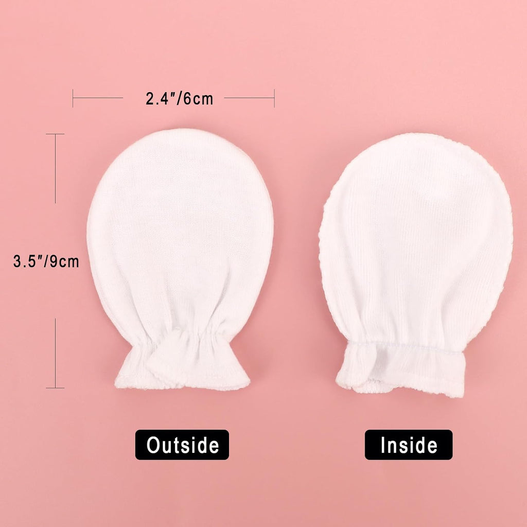 BQUBO Newborn Infant Toddler Mittens No Scratch Cotton Elastic Wrist Gloves Hypoallergenic for 0-6 Months Baby Boys Girls