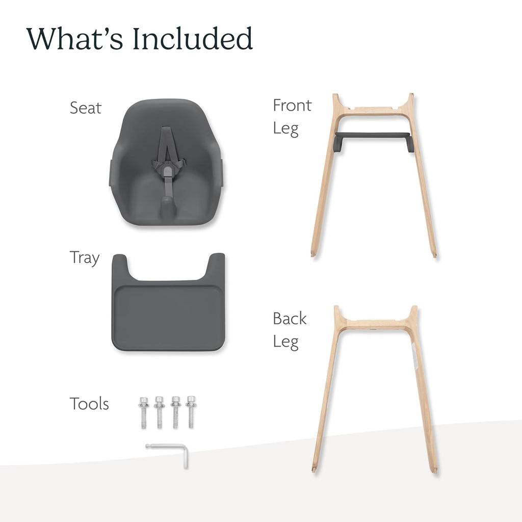 UPPAbaby Ciro High Chair/Sleek, Easy-to-Clean Design/Perfect-Fit Tray to Bring Baby to Table/Patent-Pending Harness/Dual-Position, 180-Degree Rotating Footrest/Jake (Charcoal/Rubberwood)