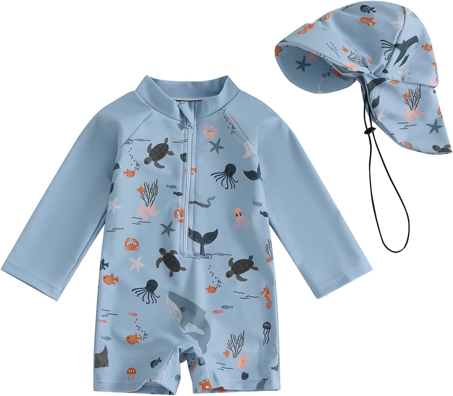 Hnyenmcko Baby/Toddler Boy Rash Guard Swimsuit Long Sleeve One Piece Zipper Swimwear Sunsuit Infant Bathing Suit Beachwear