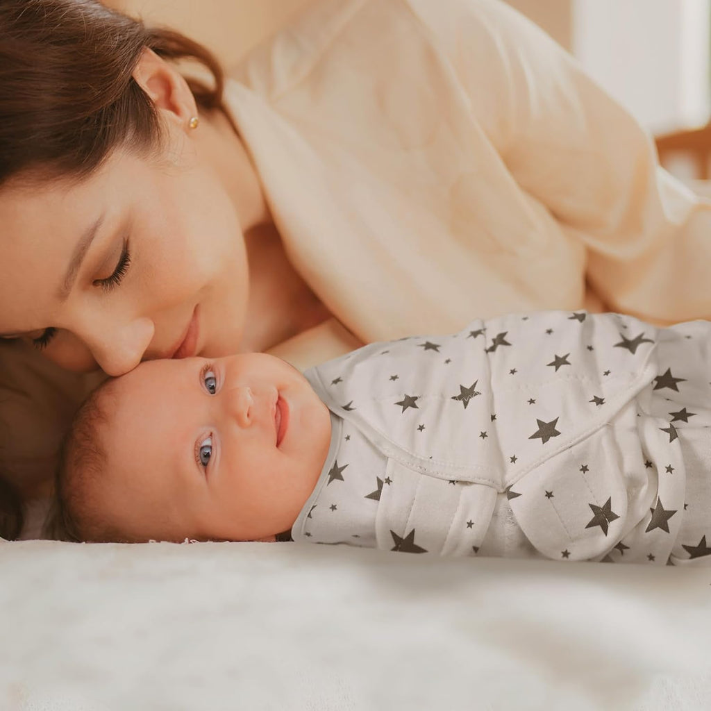 GLLQUEN BABY Newborn Swaddle Blankets for Baby Boy, 3 Pack Baby Swaddles 0-3 Months, Swaddling Sleep Sack, Infant Wrap Swaddle Sack, Elephant & Star & Stripe, Newborn Essentials