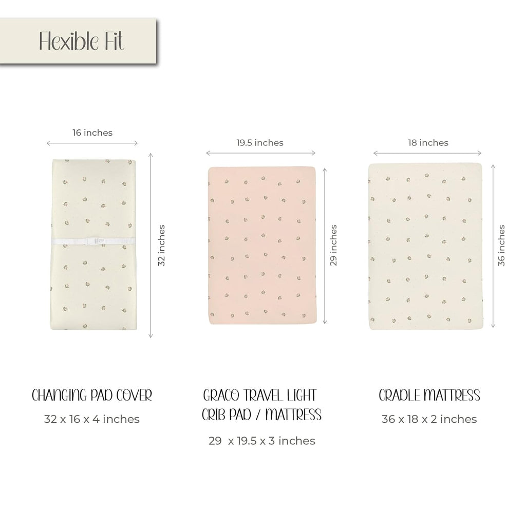 Ely’s & Co. Changing Pad Cover, Diaper Changing Table Sheets, 2 Pack, Cradle Sheet Set for Baby Girls, 100% Jersey Knit Cotton, Pink Vintage Floral Collection, 32”x16”x5”