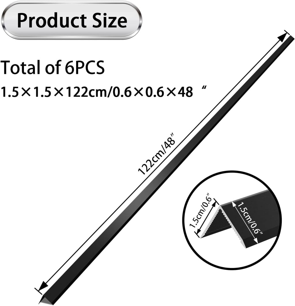 Aluminum Alloy Metal Corner Protector 6PCS Wall Corner Protector 0.6x0.6x48 inches Corner Guards Decoration for Walls Black Color Pack of 6 Corner Guards 21Ga Thickness