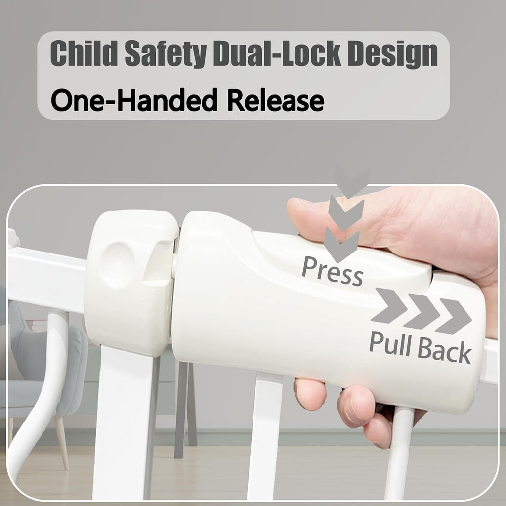 Heavy Duty Baby & Dog Safety Gate - Extra Wide 76.4-81.1 Inch, White Metal, Tension Mounted No Drilling Pet Gate for Stairs & Doorways, 30 Inch Tall