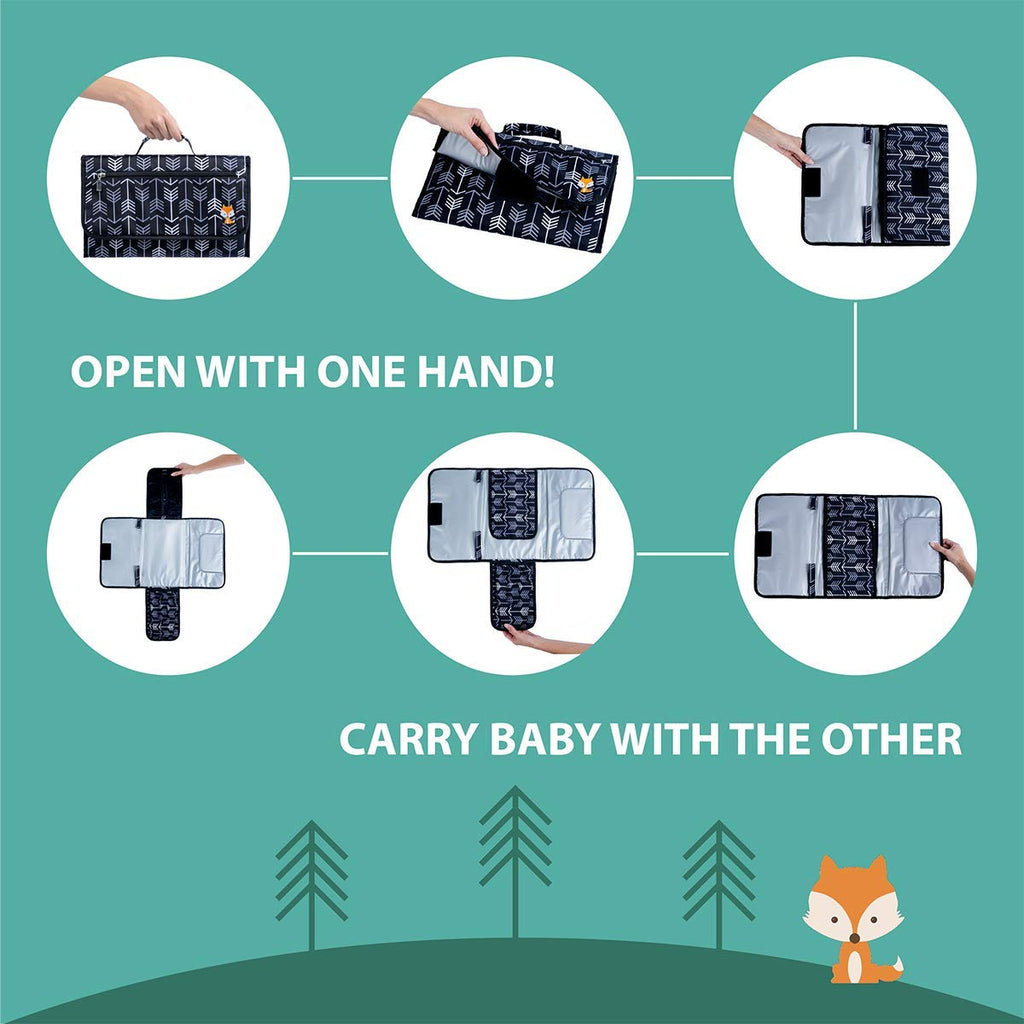 Portable Changing Pad - Waterproof Travel Baby Diaper Changing Pad, Mat Foldable, Wipes Pocket, Gifts