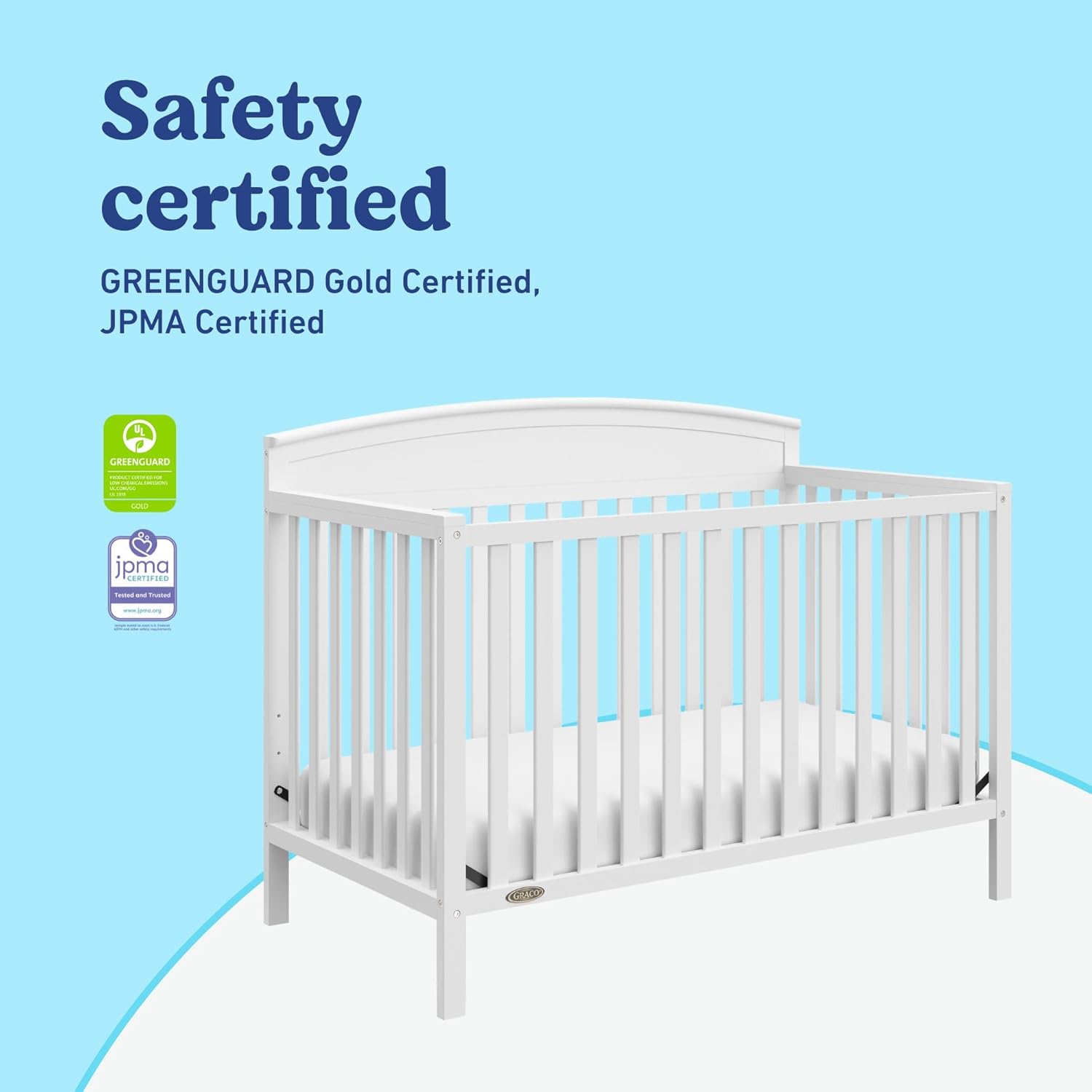 Graco Benton 5-in-1 Convertible Crib (White) – GREENGUARD Gold Certified, Converts from Baby Crib to Toddler Bed, Daybed and Full-Size Bed, Fits Standard Full-Size Crib Mattress