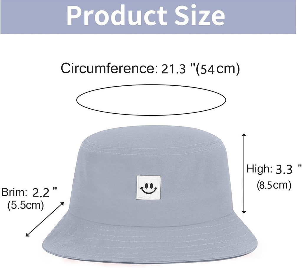 Kids Sun Hat Smile Face Bucket Hat for Girls Boys Summer Sun Protection Cotton Unisex Beach Cap