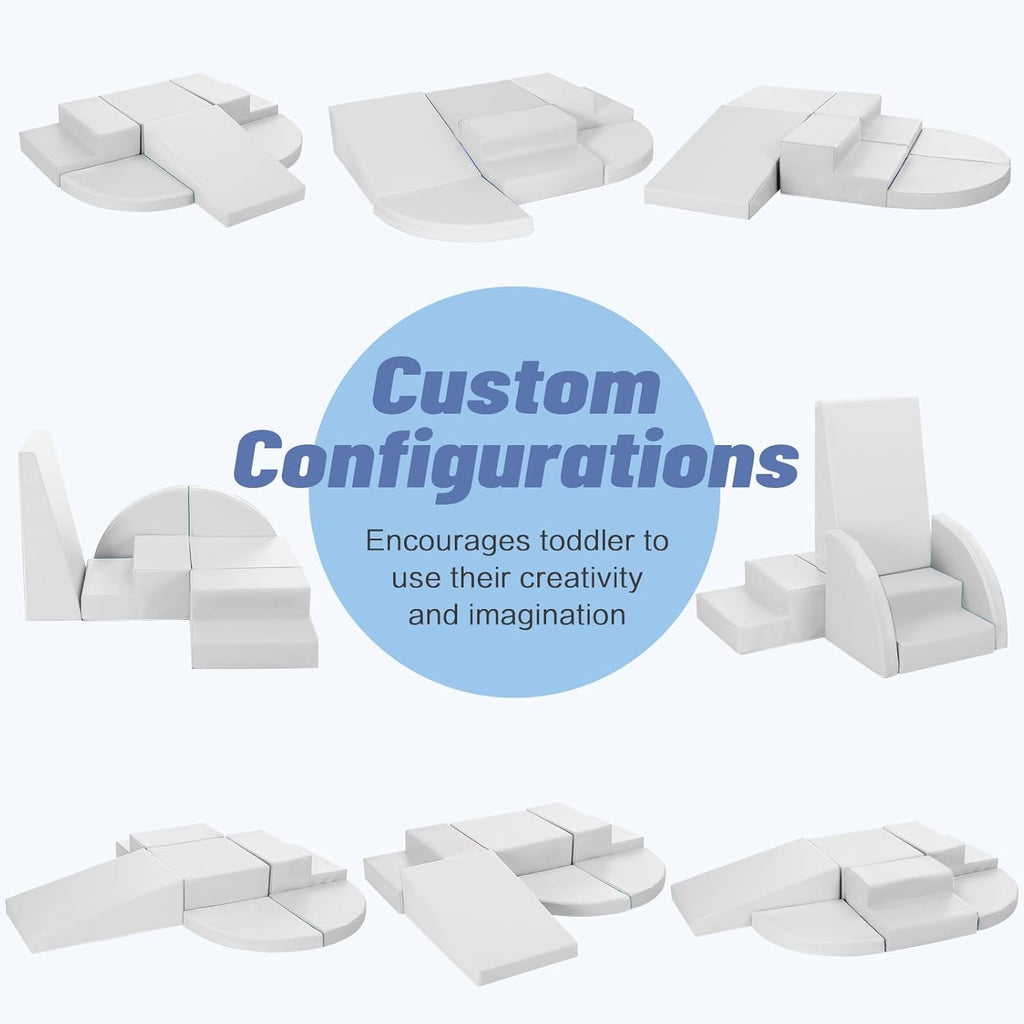 6-Piece Soft PU Leather Toddlers Climbing Toys, Baby Foam Climbing Blocks for Kids 3, Baby Climbing Structures Play Gym for Toddlers, Indoor Climb and Crawl Activity Play Set