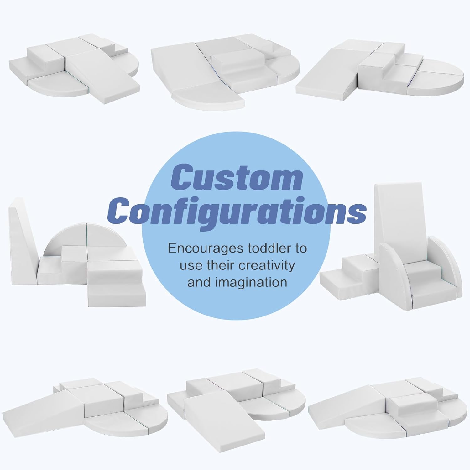 6-Piece Soft PU Leather Toddlers Climbing Toys, Baby Foam Climbing Blocks for Kids 3, Baby Climbing Structures Play Gym for Toddlers, Indoor Climb and Crawl Activity Play Set